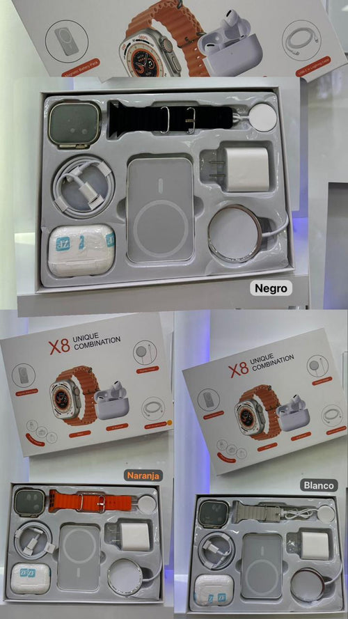 Combo Tech 5 en 1: Smartwatch Ultra + Audífonos + Cargador 20W + Batería